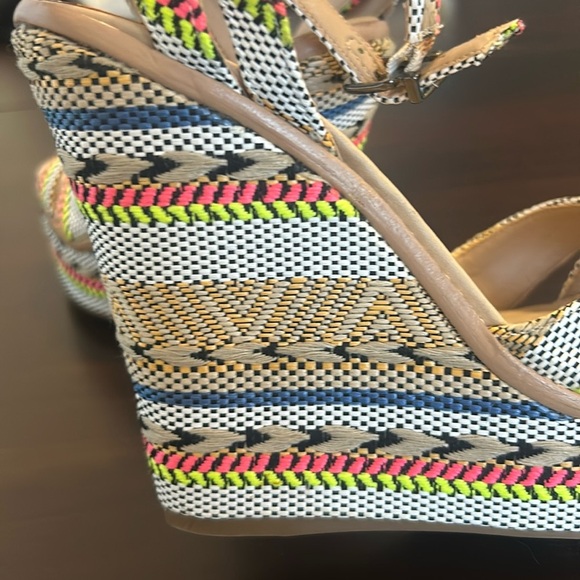 Gianni Bini Multicoloured Ankle Strap Platform Wedge Boho Sandals Women Size 7.5 - Picture 3 of 17